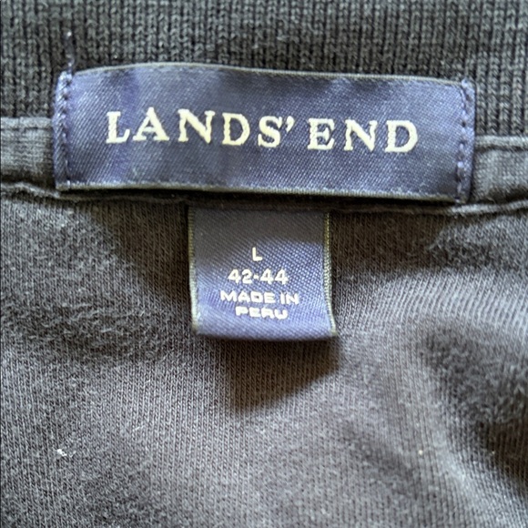 Lands’ End Long Sleeve Polo Shirt Navy Blue Cotton - Size L 42-44 Classic Fit - Picture 4 of 5